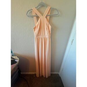 Lulus Dress Womens Extra Small Pink Maxi Sleeveless Crossback Elegant Flowing